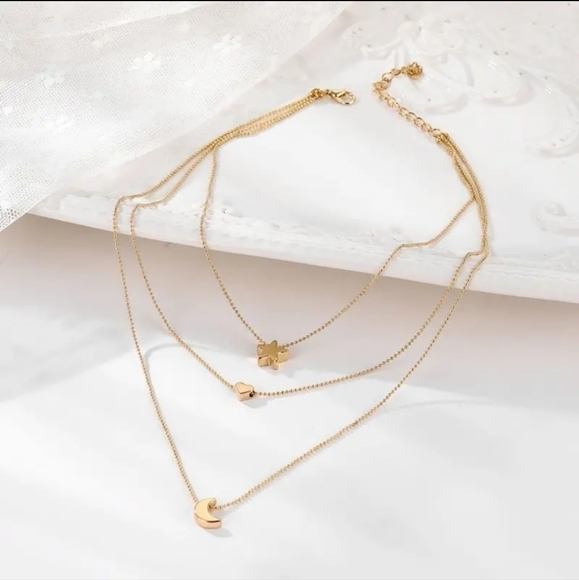 💥4 for $20💥NWT Star Moon Love Pendant Multi-layer Bead Necklace - Picture 4 of 8